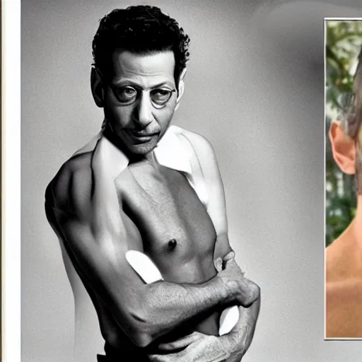 Image similar to jeff goldblum is seductive ian malcom on the cover of a romance novel