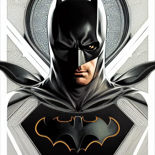 Prompt: symmetry portrait of batman, intricate, elegant, highly detailed, digital painting, artstation, concept art, smooth, sharp focus, illustration, art by artgerm and greg rutkowski and alphonse mucha