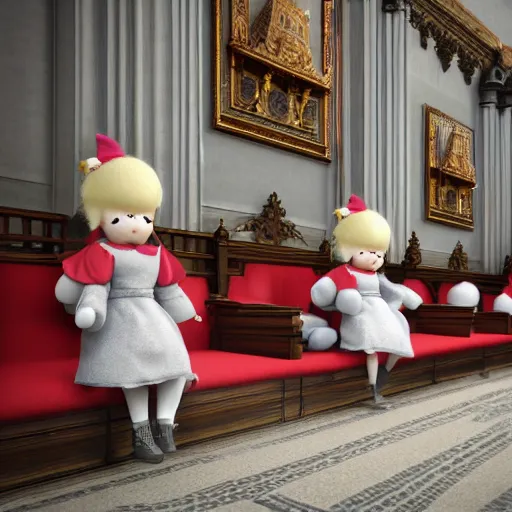 Image similar to cute fumo plush girls in session in british parliament, vray