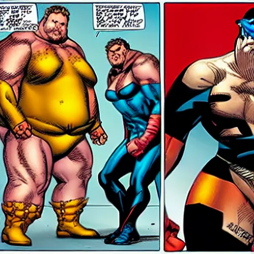 Image similar to super obese comic book artist ethan van sciver