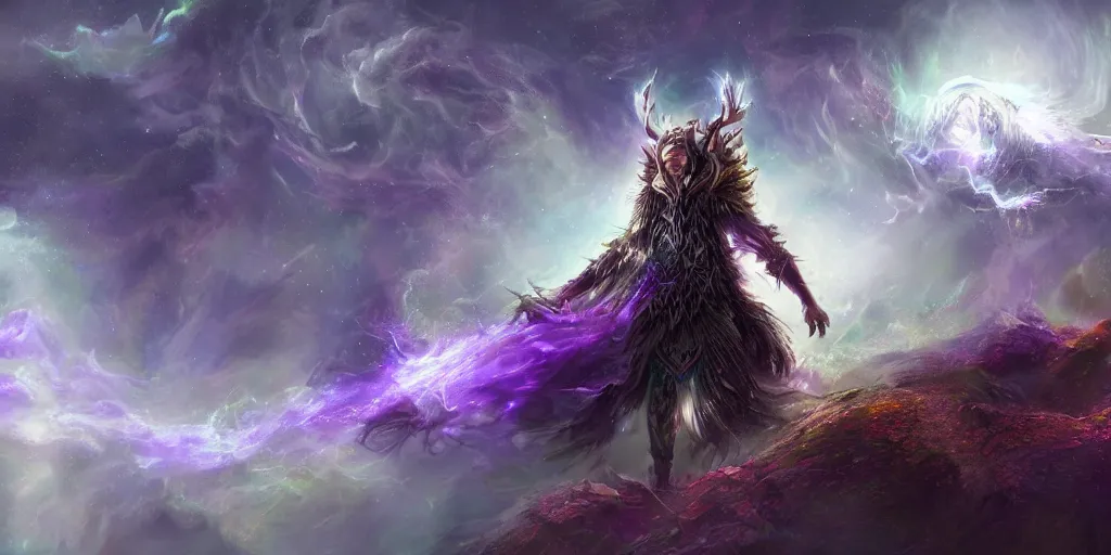 Image similar to cosmic druid, fantasy apocalypse, digital art, 4 k