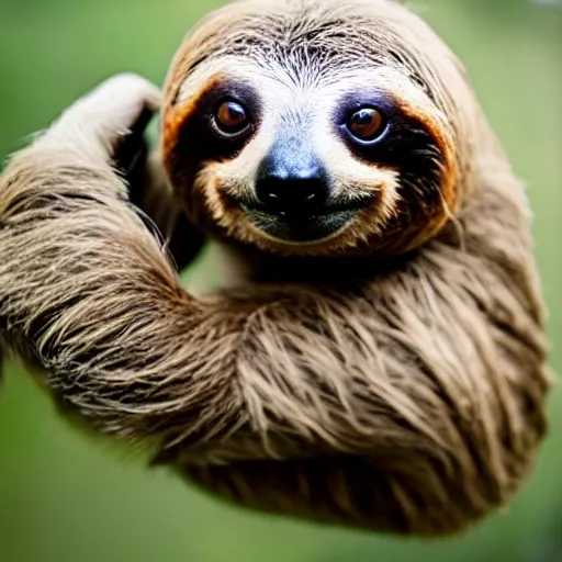 Prompt: a sloth - cat - hybrid with a beak, animal photography, wildlife photo, award winning