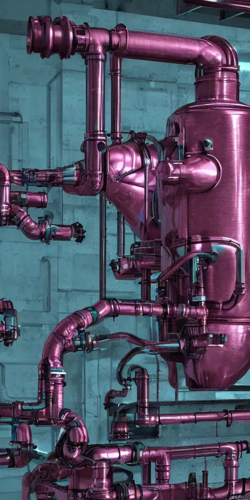 Image similar to an industrial Machine that turnes water into wine, highly detailed complex machinery, electrical engineering, mechanical engineering, machines, intrinsic details. photorealistic illustration. octane render 4k. dark teal and magenta