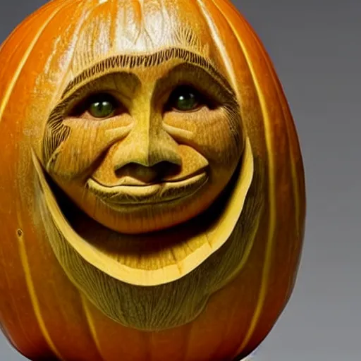 Image similar to gourd carved to look like the face of amber heard