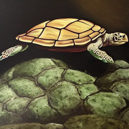 Image similar to a painting of a turtle.