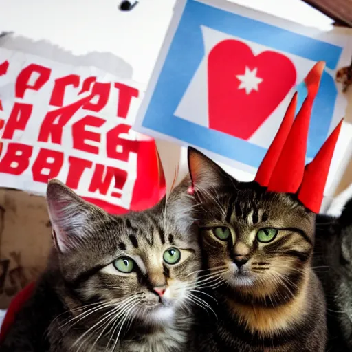 Image similar to cats leading a socialist revolution