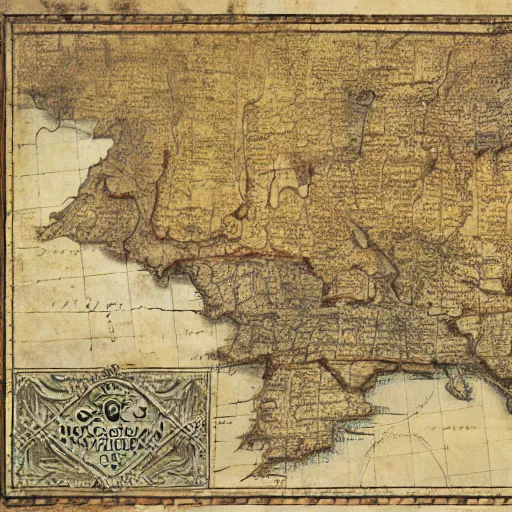 Image similar to an antique artistic cartography map of yugoslavia, by leonardo da vinci and gerard mercator. intricate, hd, 4 k, realism, hyperrealistic painting, art of illusion, cryengine, finalrender, unreal engine