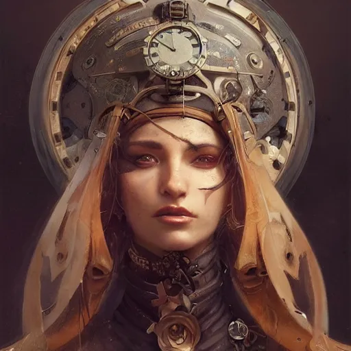 Image similar to a beautiful portrait of a steampunk goddess, a detailed painting by greg rutkowski and raymond swanland, featured on cgsociety, fantasy art, detailed painting, artstation hd, photorealistic