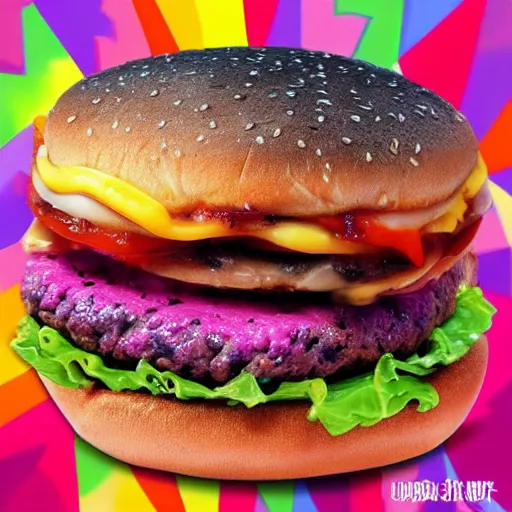 Image similar to a lisa frank style cheeseburger