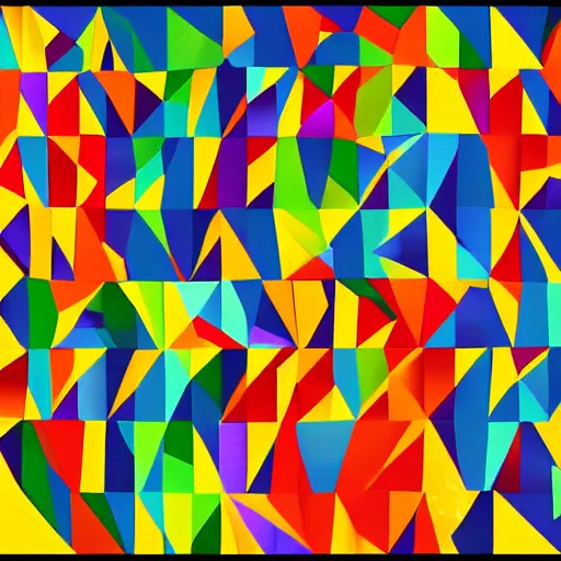 Image similar to cubism style of colorful geometric forest, digital art