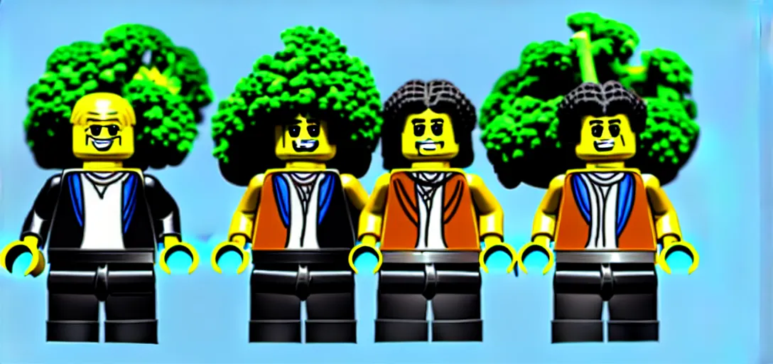 Image similar to lego snoop dogg and wizz khalifa surrounded by bunches of broccoli dean, roger digital art style