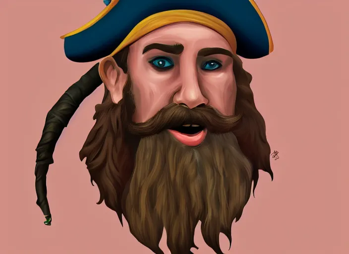Prompt: a bearded pirate, digital art