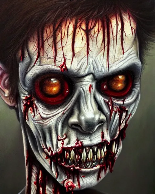 Prompt: a realistic detailed portrait painting of a zombie