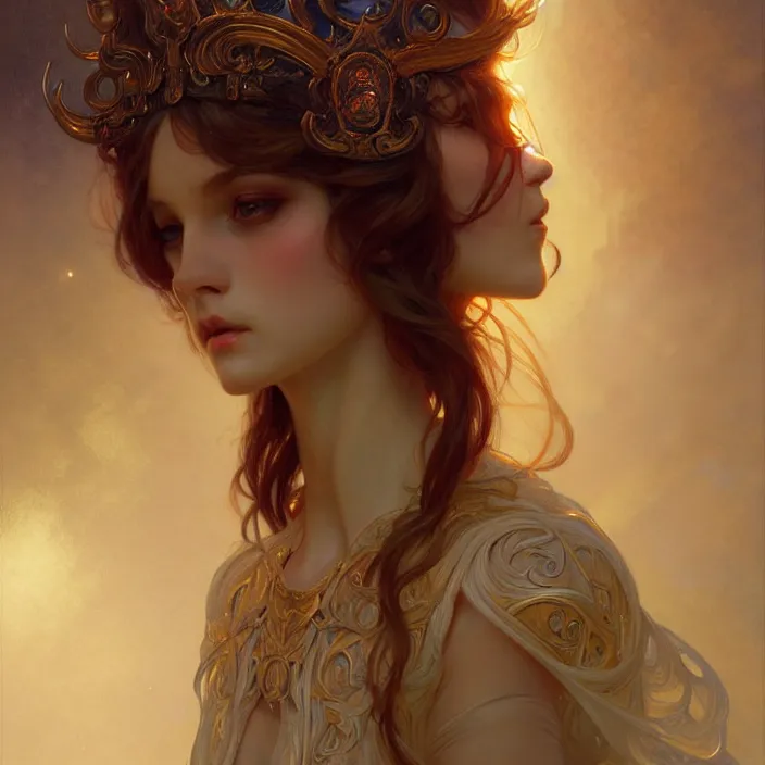 Prompt: Elohim, diffuse lighting, fantasy, intricate, elegant, highly detailed, lifelike, photorealistic, digital painting, artstation, illustration, concept art, smooth, sharp focus, art by John Collier and Albert Aublet and Krenz Cushart and Artem Demura and Alphonse Mucha