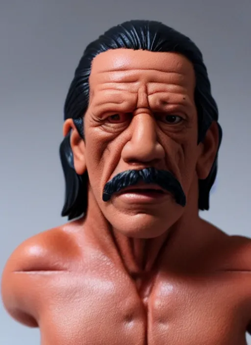 Image similar to danny trejo, an action figure of danny trejo figurine, realistic face, detailed product photo