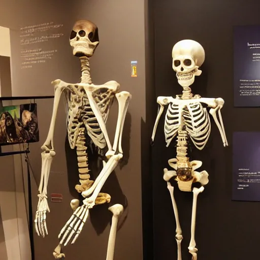 Image similar to human skeleton in alien museum exhibit
