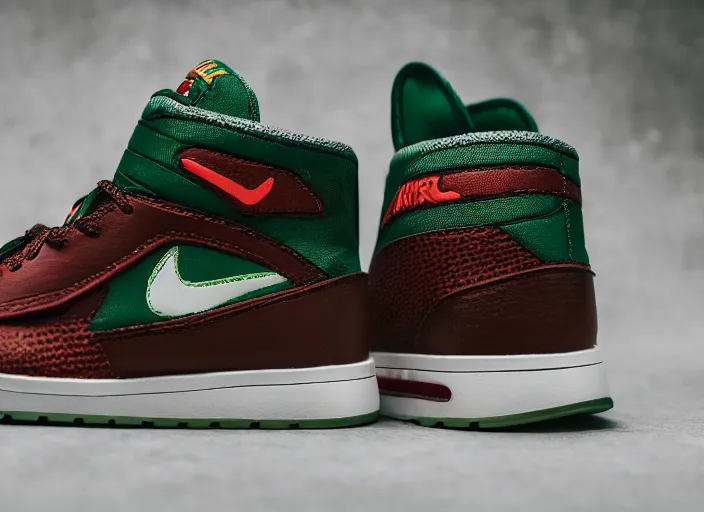 Image similar to product still of Boba Fett signature Nikes, 85mm f1.8