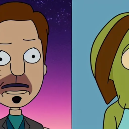 Image similar to mulder and scully from the x - files in rick and morty