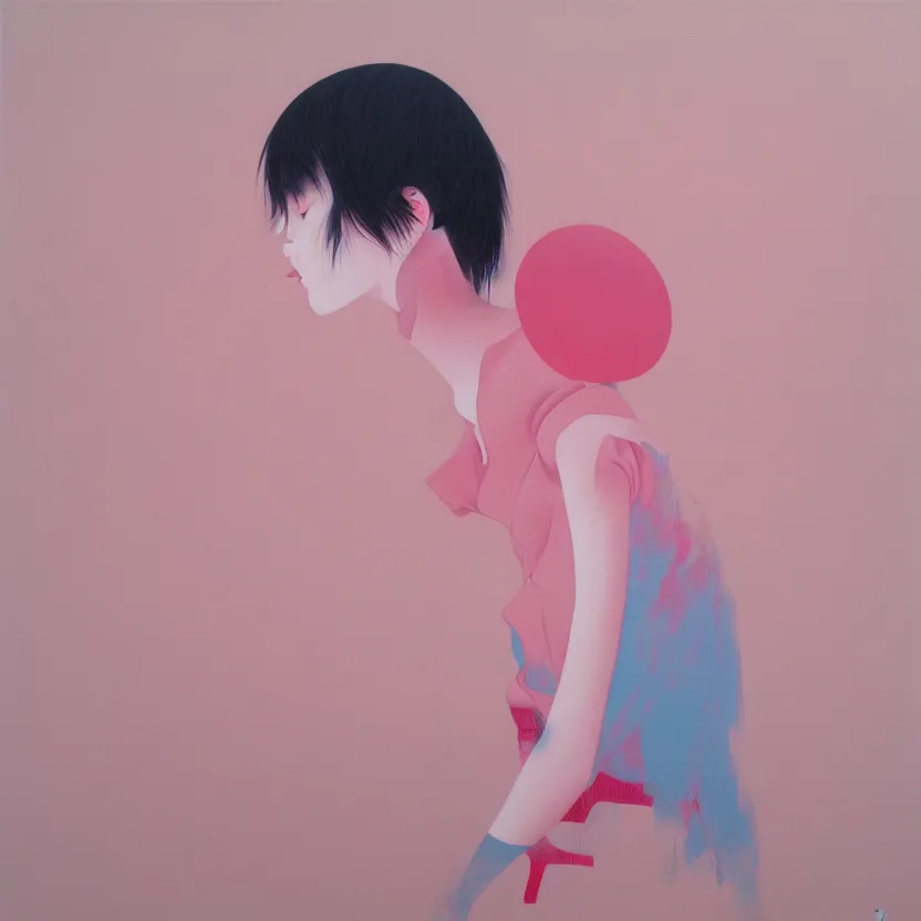 Image similar to fine art figurative painting with modern western music pop culture influences by yoshitomo nara in an aesthetically pleasing natural and pastel color tones