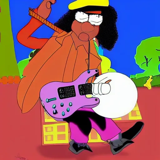 Prompt: Jimi Hendrix in the style of family guy