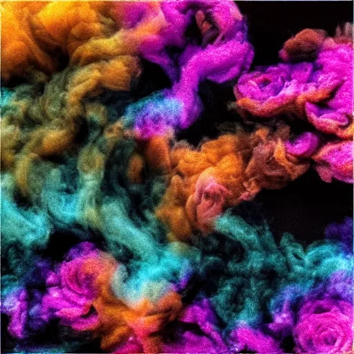 Prompt: multi-color smoke inspired by roses
