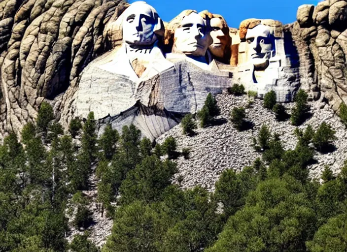 Prompt: Mount Rushmore but all the faces are Steve Buscemi