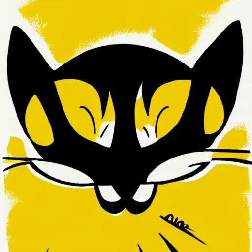 Image similar to tattoo sketch of a cat hugging the sun, on a yellow paper, african ornament, minimalism, vector