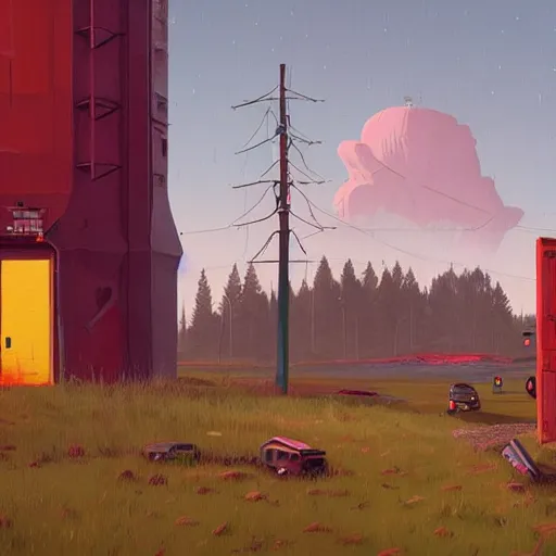 Image similar to painting by simon stalenhag