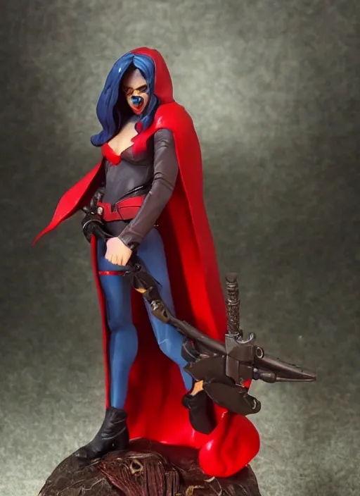 Prompt: Image on the store website, eBay, 80mm Resin figure model of a woman as little red hood.