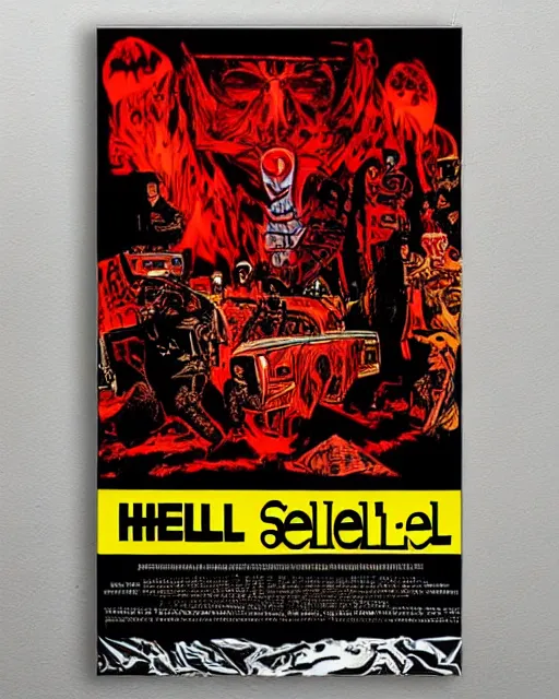 Image similar to 1 9 8 0 s poster advertisement for hell, poster design, 4 k, heavy metal art style