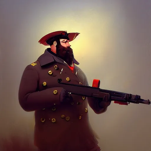 Prompt: painted portrait of tf 2 heavy weapons guy, by ivan aivazovsky