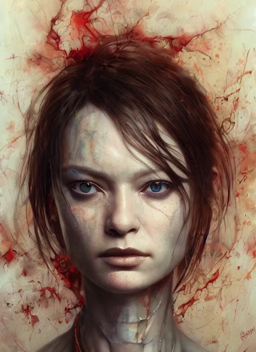 Prompt: samantha mathis painting, highly detailed, cinematic, 8 k, by stanley artgerm, tom bagshaw, greg rutkowski, carne griffiths, ayami kojima, beksinski, trending on deviantart, hyper - detailed, horror, full of color,