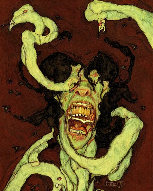 Image similar to portrait of cthulhu by greg rutkowski in the style of egon schiele