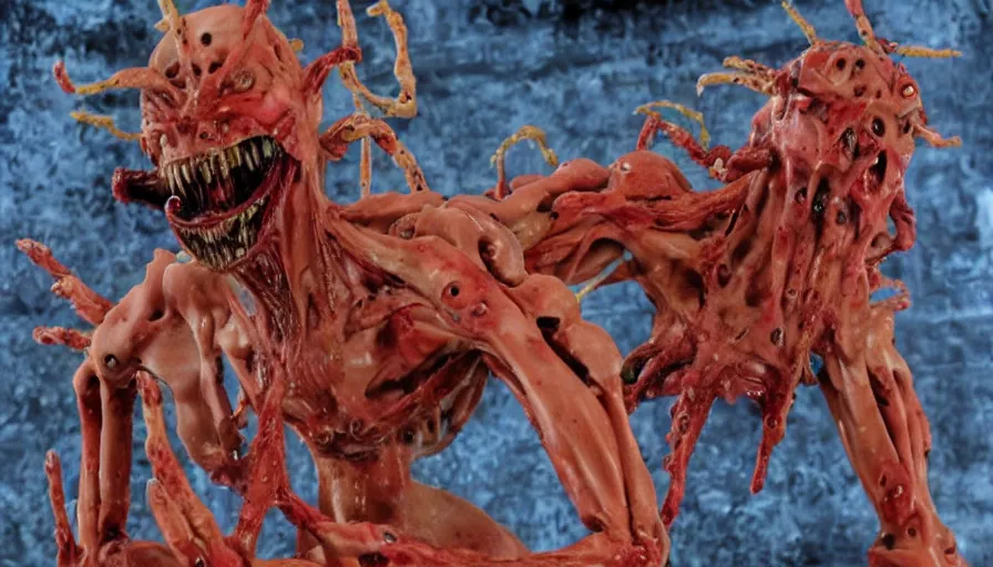 Image similar to a extremely gross disgusting and scary vile monster from neon genesis evangelion The Thing, Spawn, Horror necromorph by Cronenberg and greg nicotero special effects