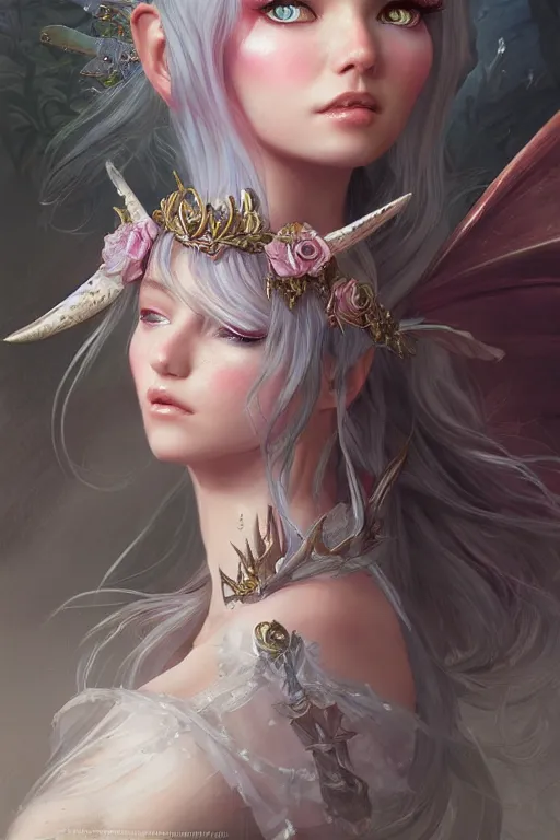 Image similar to fairy princess, highly detailed, d & d, fantasy, highly detailed, digital painting, trending on artstation, concept art, sharp focus, illustration, art by artgerm and greg rutkowski and fuji choko and viktoria gavrilenko and hoang lap