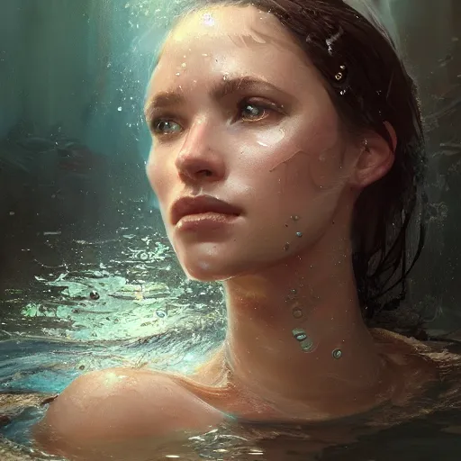 Prompt: a beautiful portrait of a water goddess by Greg Rutkowski and Raymond Swanland, Trending on Artstation, ultra realistic digital art