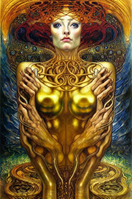 Image similar to Divine Chaos Engine by Karol Bak, Jean Delville, William Blake, Gustav Klimt, and Vincent Van Gogh, symbolist, visionary