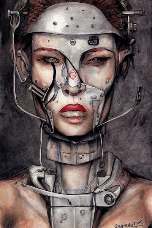 Image similar to portrait fashion model cyborg artwork by enki bilal