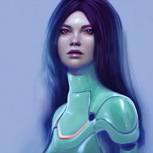 Image similar to portrait of female android, artstation