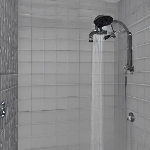 Prompt: Three old ladies shouting into a shower head, unreal engine, high detail