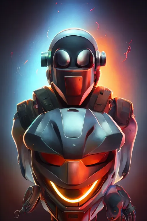 Image similar to epic mask helmet robot ninja portrait stylized as fornite style game design fanart by concept artist gervasio canda, behance hd by jesper ejsing, by rhads, makoto shinkai and lois van baarle, ilya kuvshinov, rossdraws global illumination radiating a glowing aura global illumination ray tracing hdr render in unreal engine 5