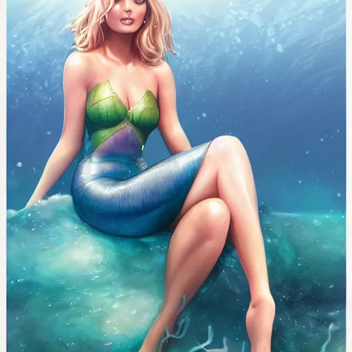 Prompt: Margot Robbie mermaid by artgerm