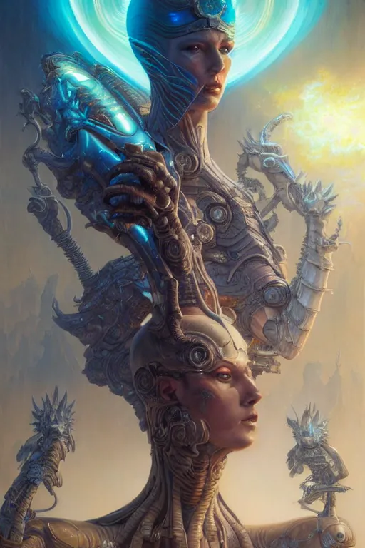 Image similar to gemini fantasy character portrait, ultra realistic, wide angle, intricate details, blade runner artifacts, highly detailed by peter mohrbacher, wayne barlowe, boris vallejo, hajime sorayama aaron horkey, gaston bussiere, craig mullins