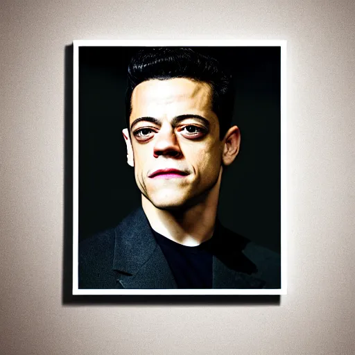 Image similar to a portrait of Rami Malek.