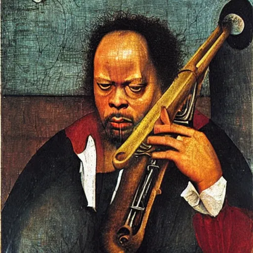 Image similar to charles mingus by hieronymus bosch