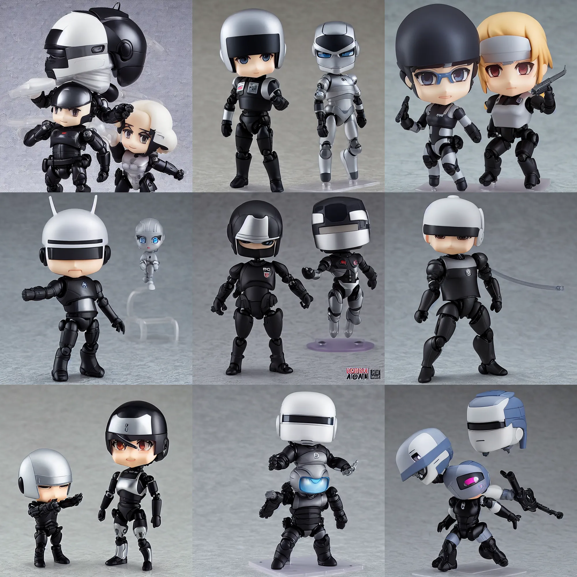 Prompt: robocop, an anime nendoroid of robocop, figurine, detailed product photo