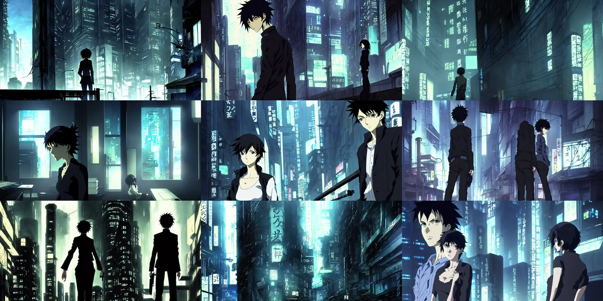 Prompt: an after hours closed quiet quiet cyberpunk police office futuristic detective noir, in the anime series ergo proxy and death note, detailed atmospheric and gritty, by makoto shinkai and Shichiro Kobayashi, interior