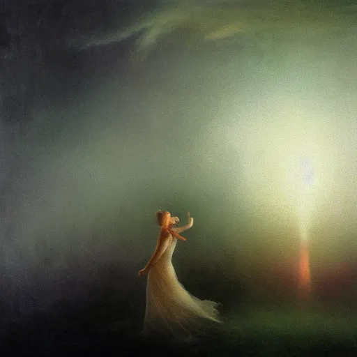 Prompt: the moonlit dance of the fae, dancers in white, the moonlit dance by marcel caram and elena vizerskaya and ( ivan aivazovsky ), impresion de giclee arte abstracto, fantasy space, 8 k, award winning, atmospheric, artstation, surreal, abstract, volumetric lighting