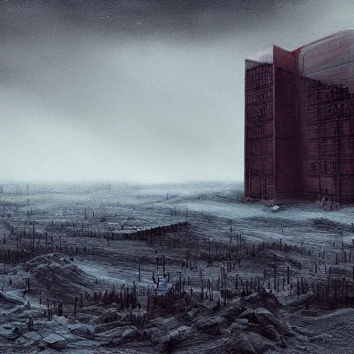 Prompt: nuclear winter, dystopian surrealism, digital painting