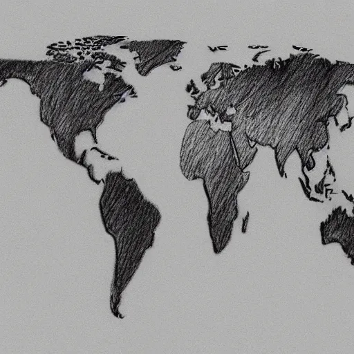 Image similar to world map pencil sketch, trending on artstation, cgsociety